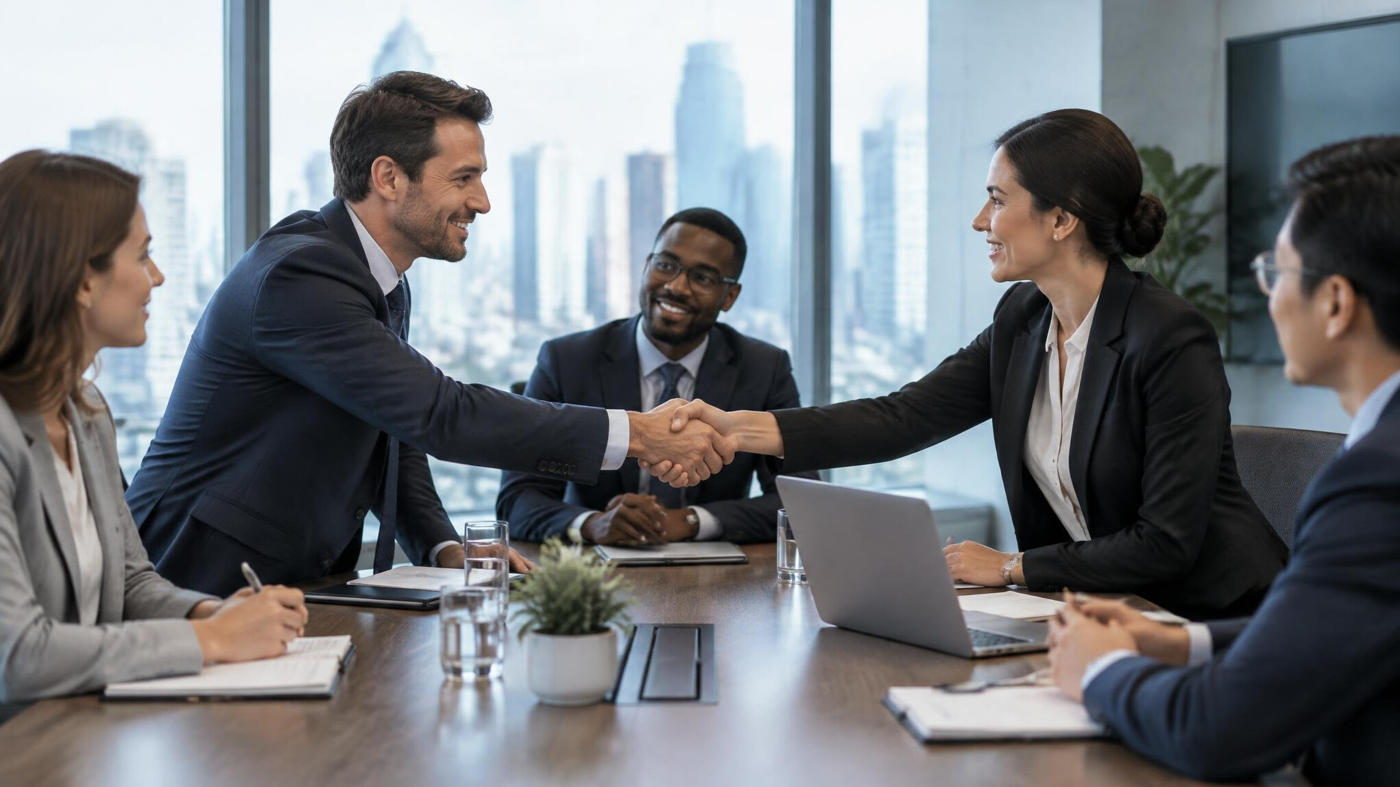 business team negotiating in conference room